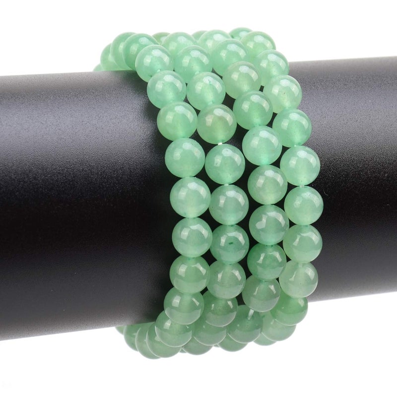 LPBeads خرز LPBeads 100 قطعة 8 مم من حجر الأفينتورين الأخضر الطبيعي كرات خرز فضفاضة لصنع المجوهرات مع حبل كريستالي مرن - Image 4
